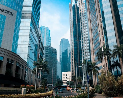 A modern office building facade in Jakarta